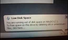 win2k3 low disk space c