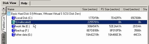 unallocated space next to c drive