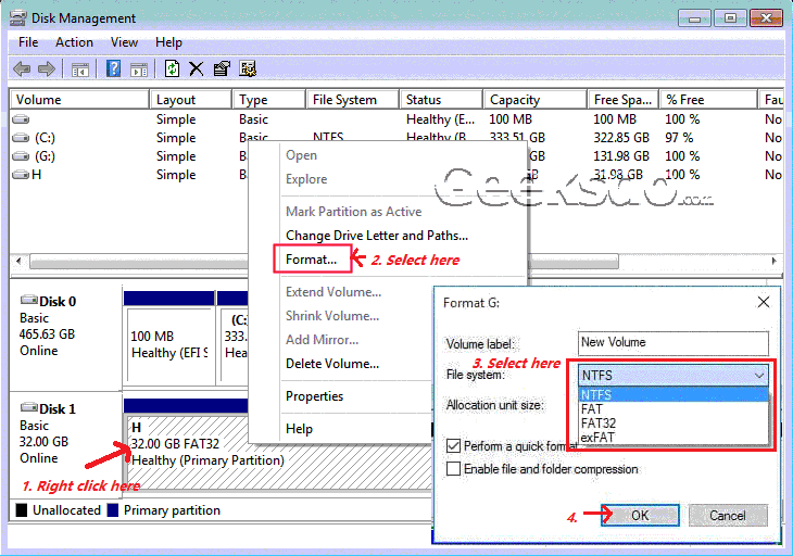 format sd card in disk management