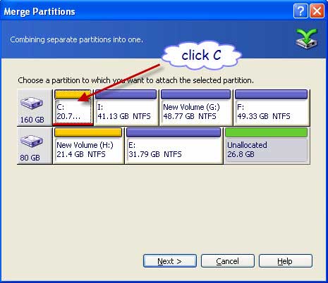 merge to c drive