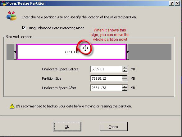 move partition F