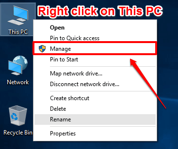 open this pc by right click and go to manage